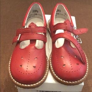 Smilie Red Leather Double Buckle Mary Jane Shoes